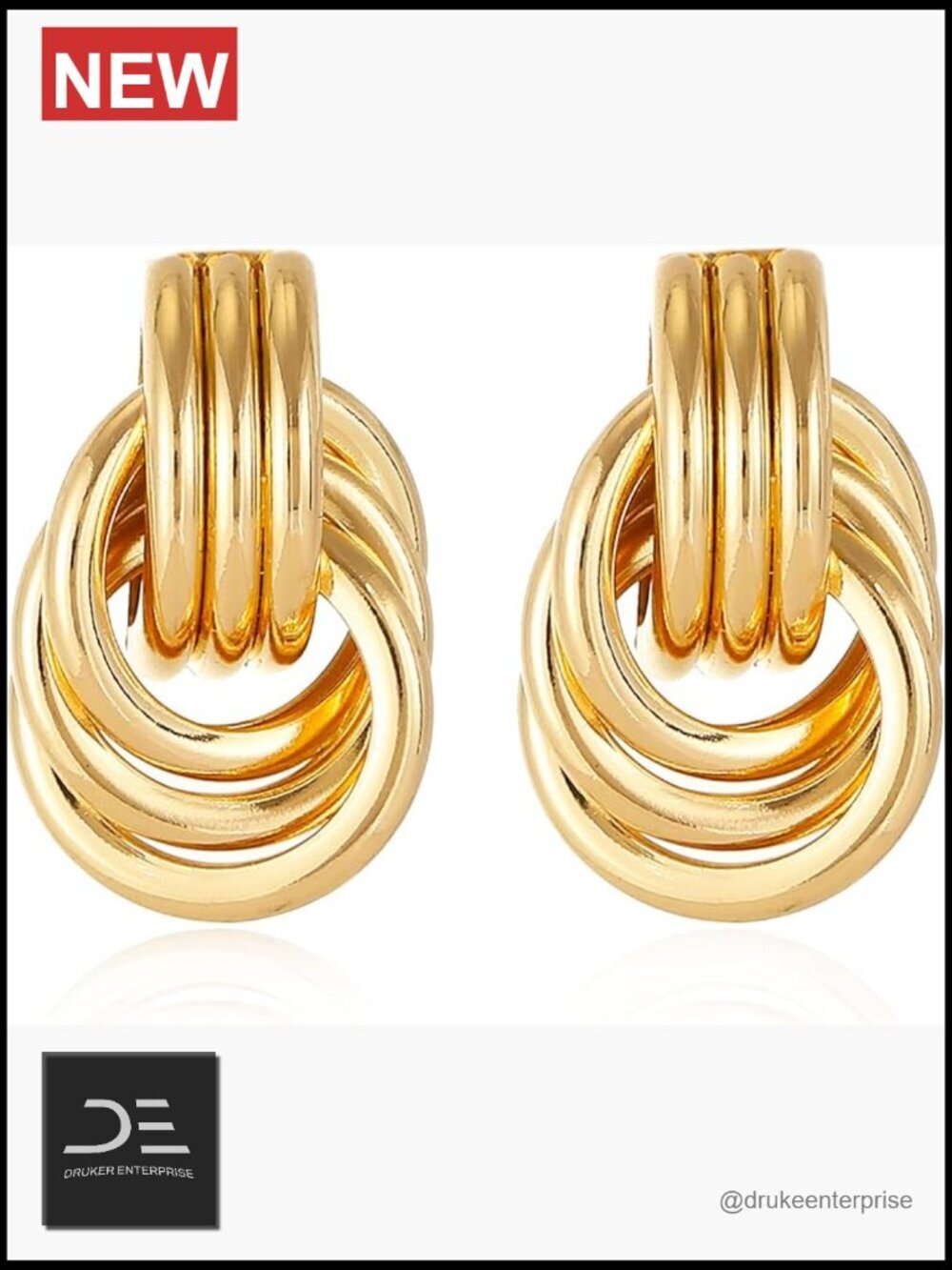 14K Gold Plated Knot Drop Dangle Earrings Chunky Statement Jewelry